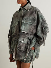 Fashion Camouflage-print Denim Jacket