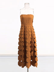 Sexy Strapless Circle Hollow out Maxi Dress