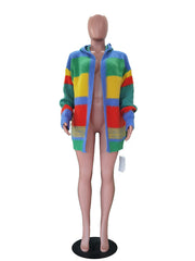 Casual Colorblock Hoodie Cardigan