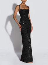 Sexy Elegant Sequin Embellished Cinched Waist Slim Maxi Dress
