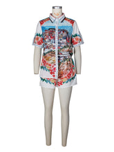 Fashion Print Shirt Shorts Vacation Casual Set