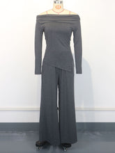 Off Shoulder Asymmetrical Top And Loose Pants Set