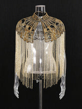 Fashion Sparkly Beaded Fringed Cape Coat