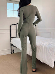 Casual Long Sleeve Sports Slim Jumpsuit