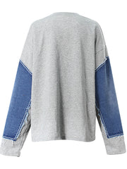Fashion Patchwork Denim Sweatshirt