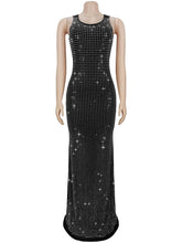 Sexy Sleeveless Rhinestones High Waist Bodycon Dress