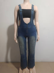Vintage Backless Denim Wide Leg Jumpsuit