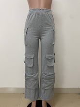 Casual Elastic Waist Multi-Pocket Loose Trousers