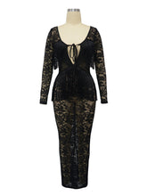 Sexy See Through Low Back Tassel Lace Dress