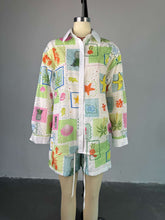 Fashion Print Hollow out Shirt Shorts Casual Set