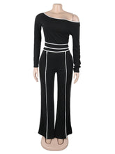 Fashion Off-Shoulder Tight Top And Wide Leg Pants Set