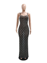 Rhinestones See-Through Spaghetti Strap Evening Dress
