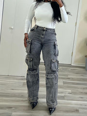 Casual Distressed Cargo Jeans