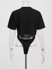 Sexy Round Collar Slim T-Shirts Bodysuit