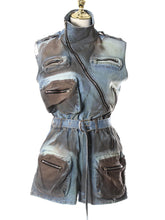 Casual Sleeveless Multi-pocket Denim Romper