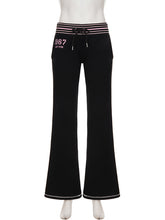 Low Rise Striped Waist Straight Leg Sweatpants