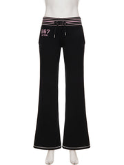 Low Rise Striped Waist Straight Leg Sweatpants