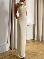 Turtleneck Off-shoulder Sexy Knit Maxi Dress