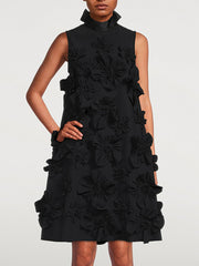 Fashion Lace-Up Sleeveless Flower Mini Dress