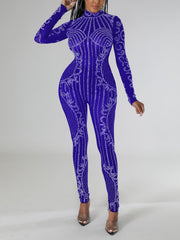 Sexy Mesh Sheer Rhinestones Jumpsuits