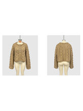 Vintage Textured Button Knit Pullover Sweater