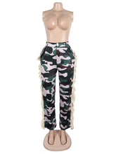 Fashion Fringe Colorblock Leopard Camo Straight Pants