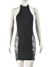 Lace Patchwork Sleeveless Bodycon Mini Dress