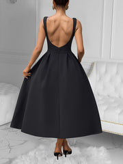 Retro Sleeveless Backless Pleated Party Dress