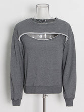 Round Neck Hollow out Long Sleeve hoodie