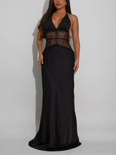 Sexy Lace Patchwork Halter Backless Maxi Dress