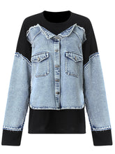 Fashion Patchwork Denim Sweatshirt