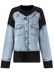 Fashion Patchwork Denim Sweatshirt