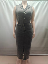 Fashion Sleeveless Cinched Waist Denim Dress