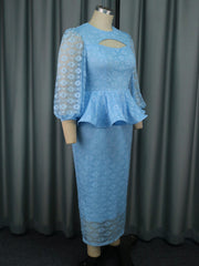 Plus Cut Out Waist Ruffle Cocktail Bodycon Dress