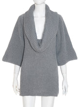 Sexy Solid Turn-down Collar knit Loose Mini Dress