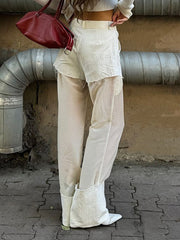 Fashion High Waist Wide-Leg Sheer Pants