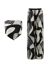 Casual Print Strapless Straight Trousers Two Piece Set