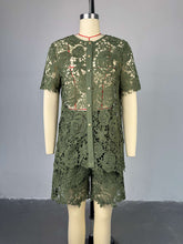 Fashion Lace Hollow out Shirt And Shorts Sets