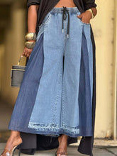 Fashion Drawstring Pleat Wide-Leg Jeans