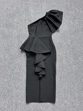 Slant Collar Sleeveless Split Club Party Midi Dress
