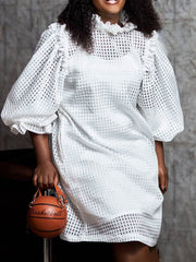 Fashion Bubble Sleeve Hollow Loose Dress