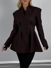 Fashion Single-breasted Cinched Waist Fitted Blazer