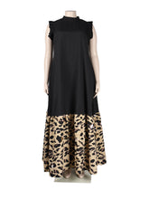 Fashion Leopard Print Patchwork Loose Maxi Dress