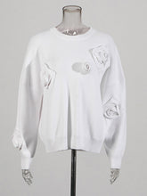 Fashion Patchwork Flower Design Oversize Pullover