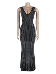 Fashion Rhinestone Decor Mermaid Hem Formal Dress