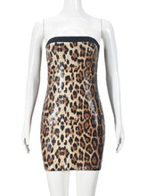 Sexy Leopard Print Sequin Bodycon Strapless Mini Dress