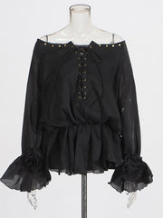 Elegant Off Shoulder Lace-up Mini Dress