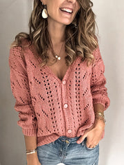 Casual Knit Crochet Button Cardigan Sweater