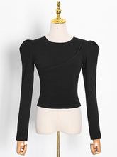 Ribbed Long Sleeve Crop Top Base Shirt
