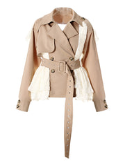 Fashion Lace Patchwork Slim Blazer Jacket